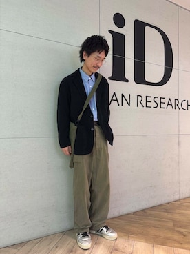 「アイテム（セットアップ）」を使った、江口尊将さん（メンズ・174cm）の秋コーディネート
