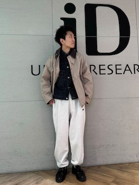 「Barbour（バブアー）のアイテム（ナイロンジャケット）」を使った、江口尊将さん（メンズ・174cm）の冬コーディネート