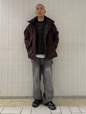 「アイテム（その他アウター）」を使った、江口尊将さん（メンズ・174cm・20代）の冬コーディネート