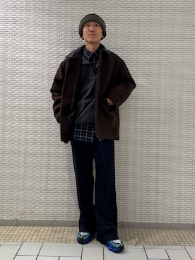 「アイテム（スウェット）」を使った、江口尊将さん（メンズ・174cm・20代）の冬コーディネート