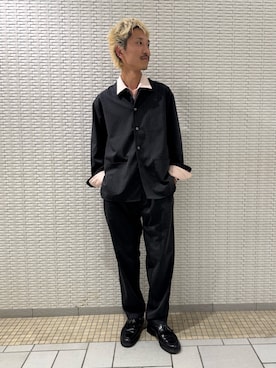 「レイヤードスタイル」｜「アイテム（その他アウター）」を使った、江口尊将さん（メンズ・174cm）の秋コーディネート