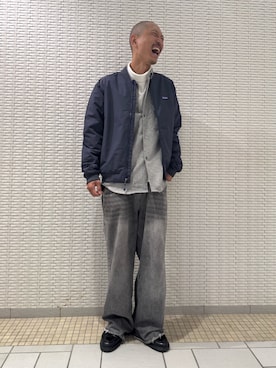 「アイテム（テーラードジャケット、ブルー系）」を使った、江口尊将さん（メンズ・174cm）の秋コーディネート