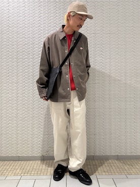 「URBAN RESEARCH DOORS（アーバンリサーチドアーズ）のSnow Peak Apparel　Corduroy Cap（キャップ）」を使った、江口尊将さん（メンズ・174cm）の秋コーディネート