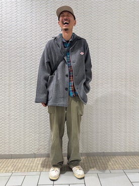 「URBAN RESEARCH DOORS（アーバンリサーチドアーズ）のSnow Peak Apparel　Corduroy Cap（キャップ）」を使った、江口尊将さん（メンズ・174cm）の秋コーディネート