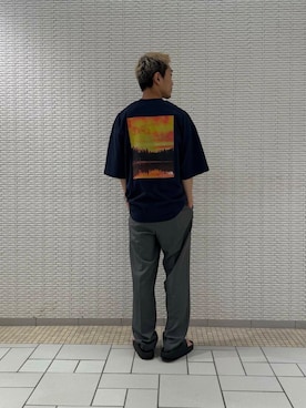 「THE NORTH FACE（ザノースフェイス）のTHE NORTH FACE　SHORT-SLEEVE YOSEMITE SNY T-SHIRTS（Tシャツ/カットソー）」を使った、江口尊将さん（メンズ・174cm）の夏コーディネート
