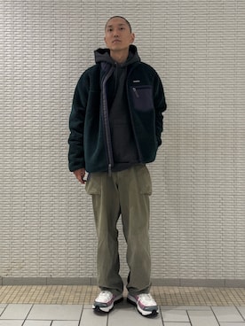 「アイテム（テーラードジャケット、グリーン系）」を使った、江口尊将さん（メンズ・174cm）の冬コーディネート