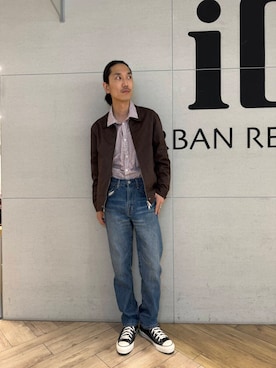 「アイテム（その他アウター、ブラウン系）」を使った、江口尊将さん（メンズ・174cm）の秋コーディネート