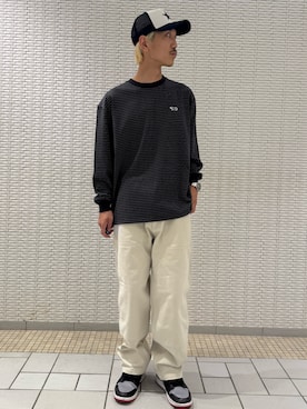 「アイテム（チノパンツ）」を使った、江口尊将さん（メンズ・174cm・20代）の夏コーディネート