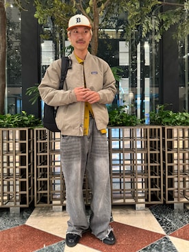「URBAN RESEARCH DOORS（アーバンリサーチドアーズ）の『XLサイズ/WEB限定/仁村紗和さん着用』『UR TECH 200日ニット』シャツ カーディガン（カーディガン/ボレロ）」を使った、江口尊将さん（メンズ・174cm）の秋コーディネート