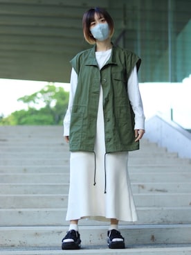 「GRL（グレイル）のアイテム（ミリタリージャケット）」を使った、honobonoさん（レディース・153cm）の春コーディネート