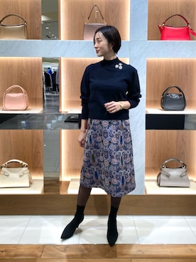 「ANAYI（アナイ）のウールカシミヤビジュー プルオーバー（ニット/セーター）」を使った、soma.nさん（レディース・161cm）の秋コーディネート