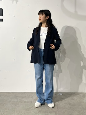 「NANO universe（ナノユニバース）のアイテム（ノーカラージャケット）」を使った、マチダ　ユイさん（レディース・158cm）の夏コーディネート