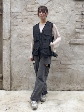 「LOWRYS FARM（ローリーズファーム）のアイテム（ベスト）」を使った、さつまいもさん（レディース・155cm）の秋コーディネート