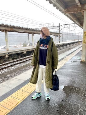 「HANES（ヘインズ）のアイテム（スウェット）」を使った、ike mieさん（レディース・158cm）の春コーディネート