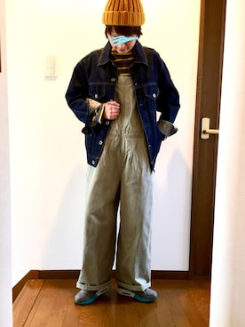 「Gジャン」｜「アイテム（オールインワン・サロペット）」を使った、ike mieさん（レディース・158cm）の秋コーディネート