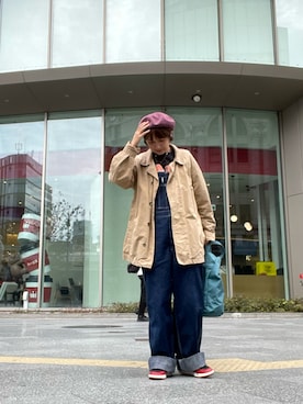 「アイテム（サロペット/オーバーオール）」を使った、ike mieさん（レディース・158cm）の秋コーディネート