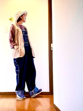 「Lee（リー）のアイテム（オールインワン・サロペット）」を使った、ike mieさん（レディース・158cm）の秋コーディネート