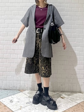 「PAGEBOY（ページボーイ）のヴィンテージバックルベルト（ベルト、ブラック系）」を使った、matsuさん（レディース・156cm）の春コーディネート