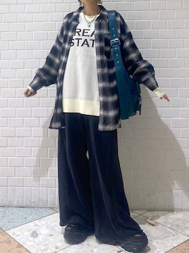 「PAGEBOY（ページボーイ）のサイドタックルーズウラケパンツ/イージーパンツ【4color・2size】（スウェットパンツ）」を使った、matsuさん（レディース・156cm・20代）の秋コーディネート