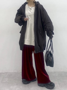 「PAGEBOY（ページボーイ）のモンスターパーカーコート【フード取り外し可能・軽量】（ブルゾン）」を使った、matsuさん（レディース・156cm）の秋コーディネート