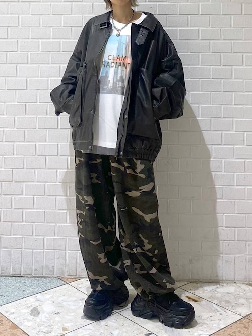 ウォッシュレザーブルゾン ウォッシュレザーブルゾン /Faux Leather Blouson | FICTION TO
