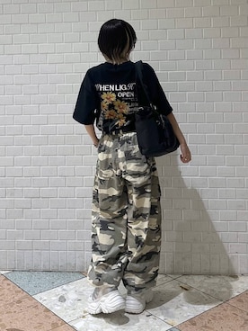 「PAGEBOY（ページボーイ）のプラットチャンキースニーカー（スニーカー、ホワイト系）」を使った、matsuさん（レディース・156cm）の夏コーディネート