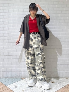「PAGEBOY（ページボーイ）のプラットチャンキースニーカー（スニーカー、ホワイト系）」を使った、matsuさん（レディース・156cm）の夏コーディネート