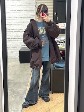 「PAGEBOY（ページボーイ）のモンスターパーカーコート【フード取り外し可能・軽量】（ブルゾン）」を使った、matsuさん（レディース・156cm）の秋コーディネート