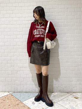 「スカートコーデ」｜matsuさん（レディース・156cm）の冬コーディネート