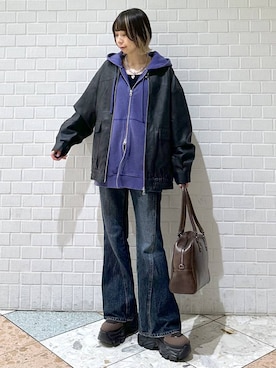 「アイテム（パーカー）」を使った、matsuさん（レディース・156cm・20代）の秋コーディネート