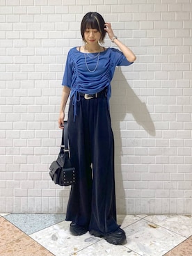 「PAGEBOY（ページボーイ）のサイドタックルーズウラケパンツ/イージーパンツ【4color・2size】（スウェットパンツ）」を使った、matsuさん（レディース・156cm・20代）の夏コーディネート