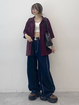 「アイテム（アクセサリー、ベージュ系）」を使った、matsuさん（レディース・156cm）の夏コーディネート