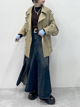 「PAGEBOY（ページボーイ）のヴィンテージバックルベルト2（ベルト、ブラック系）」を使った、matsuさん（レディース・156cm）の秋コーディネート