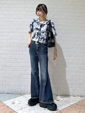 「PAGEBOY（ページボーイ）のプラットチャンキースニーカー（スニーカー、ブラック系）」を使った、matsuさん（レディース・156cm）の夏コーディネート
