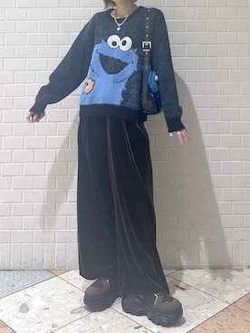 「ウエストゴム」｜「アイテム（アクセサリー）」を使った、matsuさん（レディース・156cm）の冬コーディネート