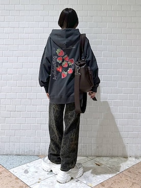 「アイテム（ボストンバッグ）」を使った、matsuさん（レディース・156cm・20代）の冬コーディネート