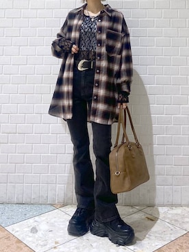 「PAGEBOY（ページボーイ）のリップスキニーデニム（デニムパンツ）」を使った、matsuさん（レディース・156cm）の秋コーディネート