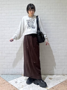 「PAGEBOY（ページボーイ）のハートマンテルネックレス3（ネックレス）」を使った、matsuさん（レディース・156cm）の秋コーディネート