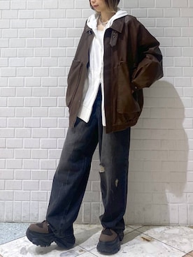 「アイテム（ブルゾン）」を使った、matsuさん（レディース・156cm）の秋コーディネート