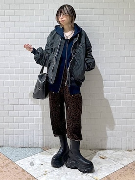 「PAGEBOY（ページボーイ）のZIPショートブーツ【消臭/抗菌防臭】（ブーツ、ブラック系）」を使った、matsuさん（レディース・156cm）の秋コーディネート