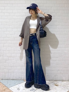 「アイテム（テーラードジャケット）」を使った、matsuさん（レディース・156cm・20代）の夏コーディネート