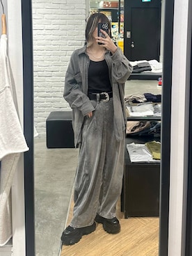 「PAGEBOY（ページボーイ）のレースアップソックスブーツ（ブーツ、ブラック系）」を使った、matsuさん（レディース・156cm）の春コーディネート