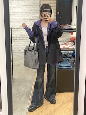 「PAGEBOY（ページボーイ）の【セットアップ対応】チェックMIXジャケット 《2サイズ展開》（テーラードジャケット）」を使った、matsuさん（レディース・156cm）の秋コーディネート