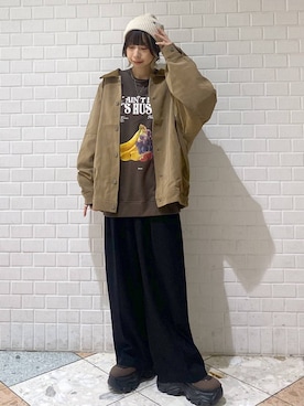 「PBLIM（ページボーイリム）の《UNISEX》ソフトスウェードブルゾン（ブルゾン）」を使った、matsuさん（レディース・156cm）の秋コーディネート