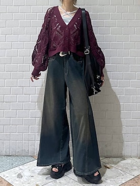 「PAGEBOY（ページボーイ）の＜まるでデニム見え！/紫外線カット/接触冷感/ストレッチ＞マルデニメガレッグパンツ（デニムパンツ、グリーン系）」を使った、matsuさん（レディース・156cm）の夏コーディネート