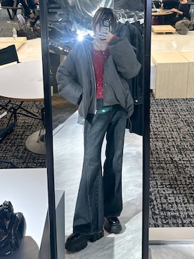 「PAGEBOY（ページボーイ）のレースアップトラックブーツ（ブーツ、ブラック系）」を使った、matsuさん（レディース・156cm）の秋コーディネート