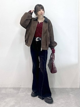 「PAGEBOY（ページボーイ）のレースアップトラックブーツ（ブーツ、ブラック系）」を使った、matsuさん（レディース・156cm）の秋コーディネート