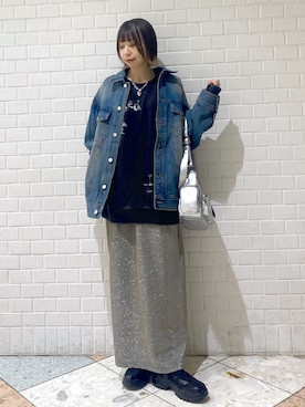 「PAGEBOY」｜「アイテム（デニムジャケット）」を使った、matsuさん（レディース・156cm）の冬コーディネート