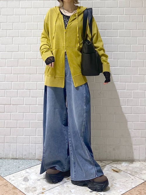 完売PAGEBOY デニムセットアップ　グリーン WEB限定サイズあり>タックデニムパンツ（デニムパンツ