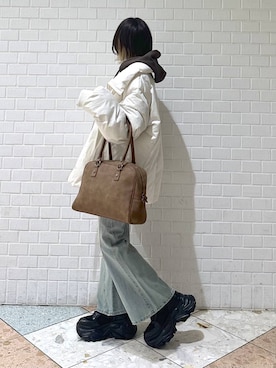 「ボストンバッグ」｜matsuさん（レディース・156cm）の冬コーディネート